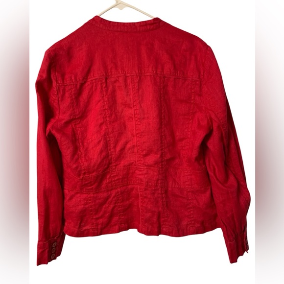 Coldwater Creek size 14 100% Linen red jacket - Picture 2 of 8